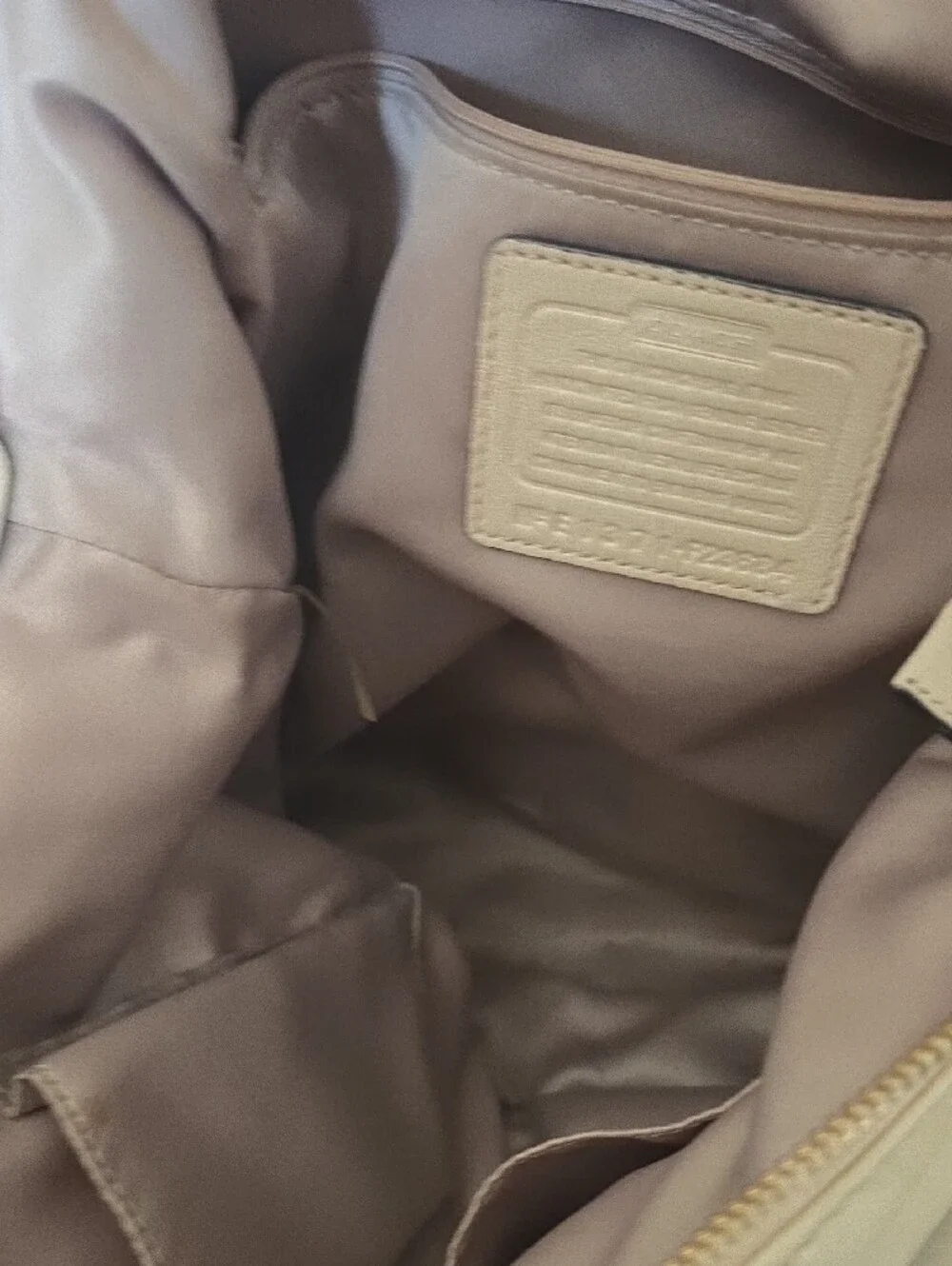 Coach Cream Leather Shoulder Bag with Gold Hardware